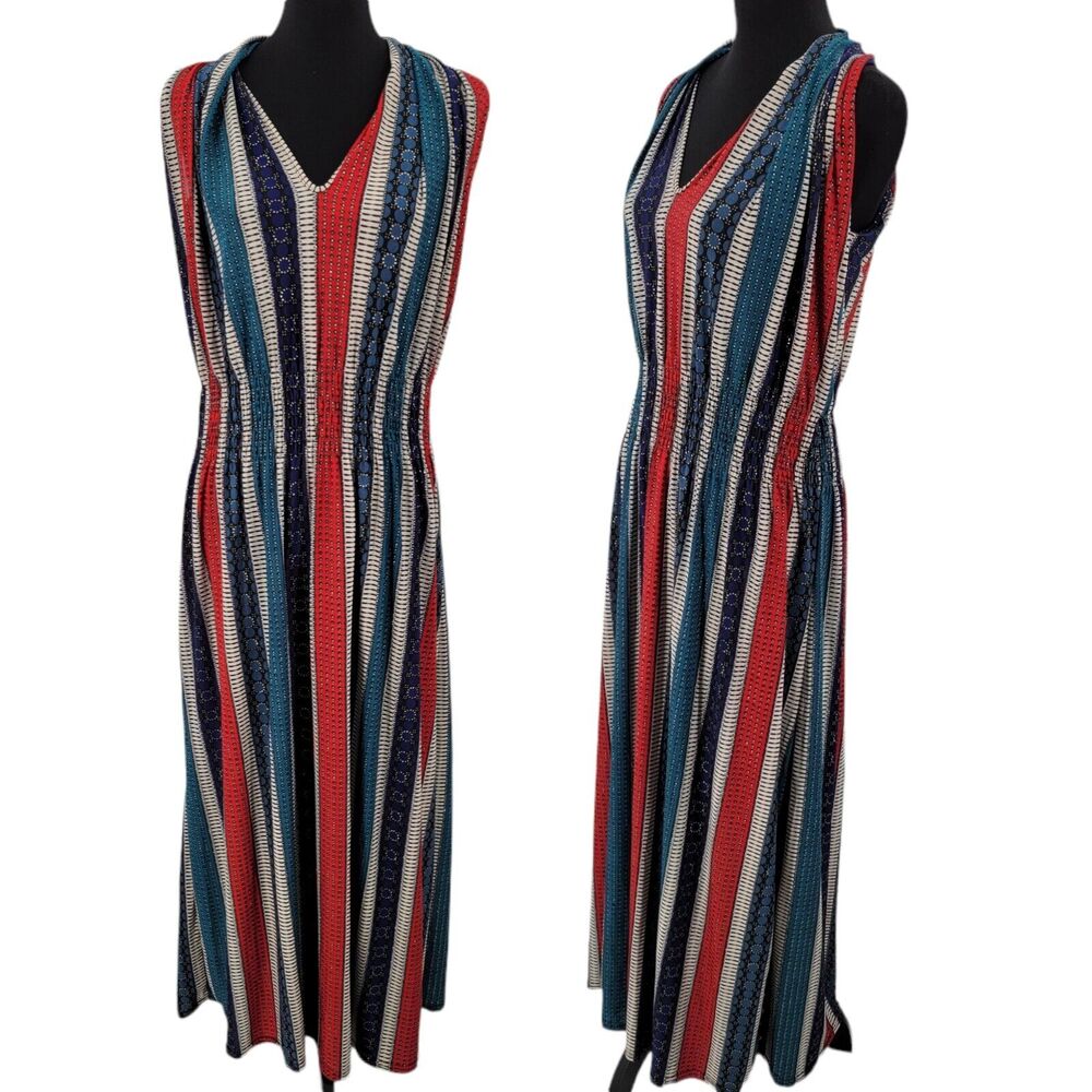 Seven Islands Dress Women's 3X Geometric Shawl Collar Sleeveless Stretch Maxi